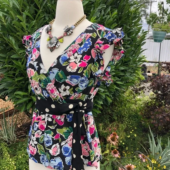 Anthropologie Odille silk Field of Fancy wrap blouse - Picture 3 of 5